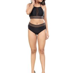 bold & bae Full Coverage Top Bikini Set in Black image 1