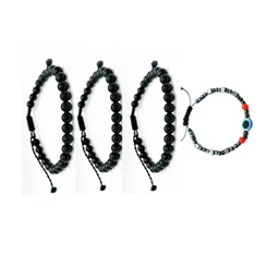 Dynamic Retail Global Women Set of 4 Artificial Beads Studded Wraparound Bracelet-12