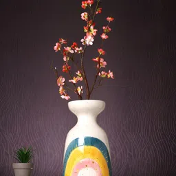 TAYHAA Pink 2 Pieces Blossom Artificial Flower With Pot-40