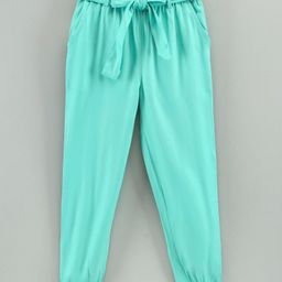 Pine Kids Full Length Solid Color Lounge Pants With Tie-Up At Waistband - Green-image-16