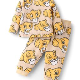 Babyoye Disney Interlock Knit Full Sleeves Co-Ord Night Suit With Lion King Print - Light Brown-image-94