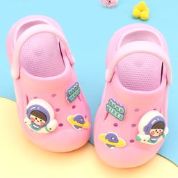 Oh! Pair Slip On Back Strap Closure Clogs with Astronaut Applique  - Pink-image-39
