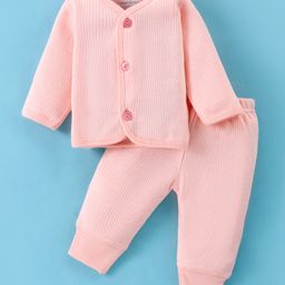 Mom's pet Cotton Full Sleeves Solid Coordinating Thermal Set - Peach-image-42