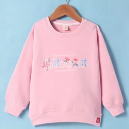 Olio Kids Fleece Knit Full Sleeves Sweatshirt with Floral Print - Pine-picture-12