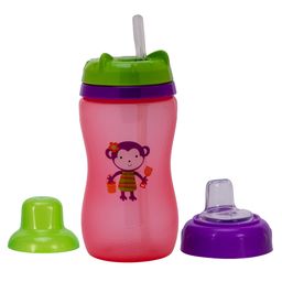 Adore Spartan 2 in 1 Spout n Straw Sipper with Hood 270ml- Pink-22