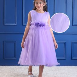 Mark & Mia Woven Sleeveless Party Dress With Floral Applique & Textured Yoke - Lavender-image-90