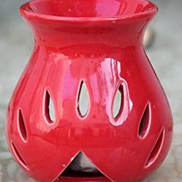 JAAMSO ROYALS Red Ceramic Tealight Candle Holder Oil Burner Aroma Diffuser (3.5 H x 3 W Inch)-image-3