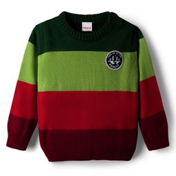 Babyhug Knit Full Sleeves Pullover Sweater with Color Block - Multicolor-picture-23
