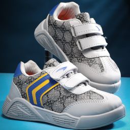 asian Floral Designed Velcro Closure Sneakers - Light Grey-image-58