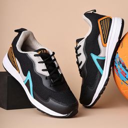 TRASE Colour Blocked Lace Up Running Shoes - Black-image-82