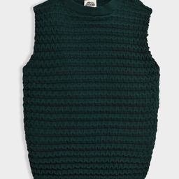 Mi Arcus 100% Cotton Knit Sleeveless Self Designed Sweater - Green-picture-44