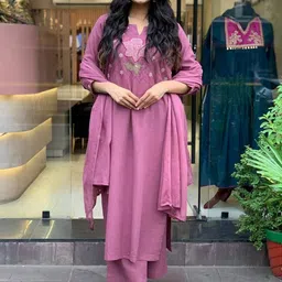 Brand Hill Women Floral Printed Cotton Kurta with Trousers & Dupatta-picture-15