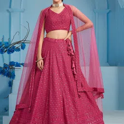 DIVASTRI Women Embroidered Semi-Stitched Lehenga & Unstitched Blouse With Dupatta-image-80