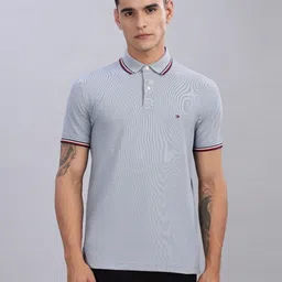 Tommy Hilfiger Men Solid Polo Collar Cotton Regular Fit T-shirt-image-97