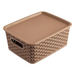 Kuber Industries Plastic Multipurpose Solitaire Storage Basket with LidSide Handles & Wovan DesignSize Pack of 3 Multi-CTLTC010896 image 4
