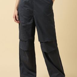 Allen Solly Woman Women Relaxed Fit Mid-Rise Parachute Trousers-picture-26