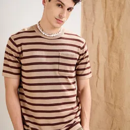 MASCLN SASSAFRAS Men Stripes Loose-Knit Chest Pocket T-Shirt-picture-35
