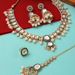 Zaveri Pearls Gold Plated Kundan Studded Jewellery Set-image-24