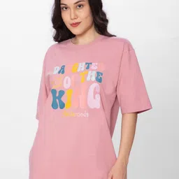 HAUTEMODA Women Typography Printed Applique T-shirt-image-95