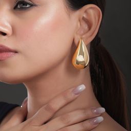Rubans 18K Gold Plated Stainless Steel Tarnish-Free Waterproof Teardrop Shaped Earrings-16