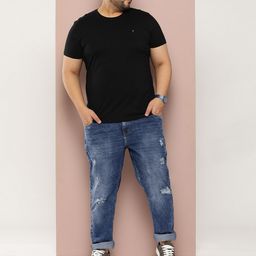 Sztori Men Plus Size Tapered Fit Mildly Distressed Light Fade Stretchable Jeans-picture-13
