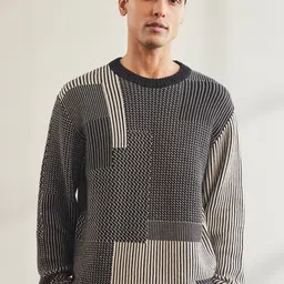 Mr Bowerbird Men Geometric Self Design Cotton Pullover-image-20