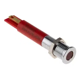 RS PRO Red Panel Mount Indicator 220V AC, Mounting Hole Size 8 mm, Termination Type Solder Tab, IP Rating IP67, Model No 7001693-16