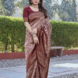 KALINI Floral Silk Blend Half and Half Saree-image-69