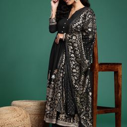 Sangria Floral Printed Regular Kurta with Trousers & Dupatta-12