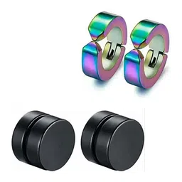 shobhram Set Of 2 Stainless Steel Contemporary Studs-37