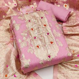 DIVASTRI Floral Woven Design Unstitched Dress Material-image-92