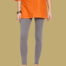 TWIN BIRDS Women Cotton Blend Solid Anthrazite Grey Ankle Length Legging-picture-51