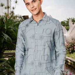 Thomas Scott Men Embroidered Slim Fit Opaque Casual Shirt-picture-13