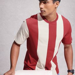WROGN Colourblocked Drop-Shoulder Sleeves Pure Cotton T-shirt-image-23