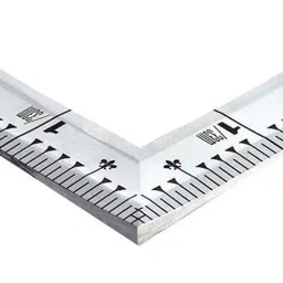 Shinwa Rules Square Thickness Curved Equivalent Scale Silver 485×242.5×1.4 mm, 68535293-25