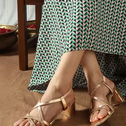 Inc 5 Striped Party Block Sandals Heels-16