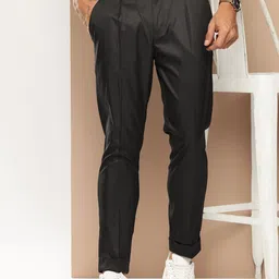 encore by INVICTUS Men Pleated Semiformal Trousers-image-32