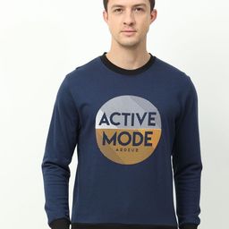 ARDEUR Men Navy Blue Printed Sweatshirt-image-36