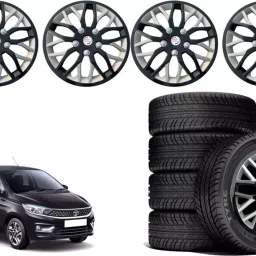 Auto Pearl ViBS50 R14 355.6 mm(14 Inch) PPress Type Wheel Hubcap with Retention Ring Glossy Black Red Strip Wheel Cover for Tata Tiago 1.2 Revotron XZ (Set of 4)-image-24