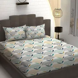 YaAkholic Multicoloured 210 TC Queen Bedsheet with 2 Pillow Covers-image-88