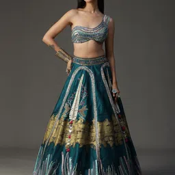 ARPITA SULAKSHANA Embellished Beads and Stones Made to Measure Lehenga & Blouse With Dupatta-7
