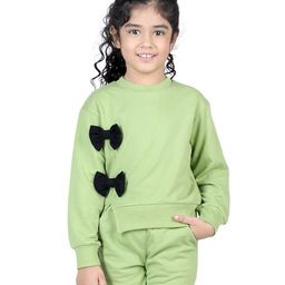 Aww Hunnie Full Sleeves Bow Applique Detail Sweatshirt - Green-picture-26