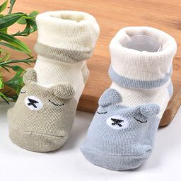 Footprints Organic Cotton Anti-skid Socks Teddy Feet - Grey-image-9