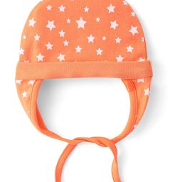 Babyhug 100% Cotton Tie Knot Star Print Cap - Orange-image-99