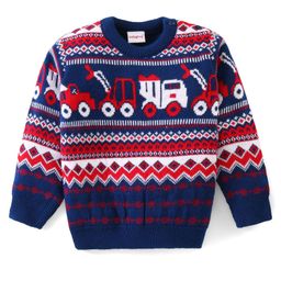 Babyhug Full Sleeves Sweater Vehicle Design - Navy Blue-image-64