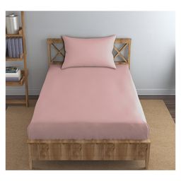 Trance Home Linen Premium Cotton Single Flat Bedsheet with 1 Pillow Cover 54 x 90 Inch- Cameo Rose-picture-45
