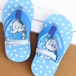 Cute Walk by Babyhug Flip Flops With Back Strap Bunny Print - Blue-image-26
