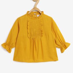 Chuppan Chupai Rayon Three Fourth Sleeves Frill Detailed Top - Mustard-image-91