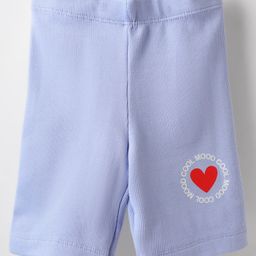 Evimo Single Jersey Knit Knee Length Shorts With Heart Print - Light Blue-image-45