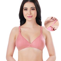 Bella Mama Maternity Non Wired Nursing Bra - Pink-image-35